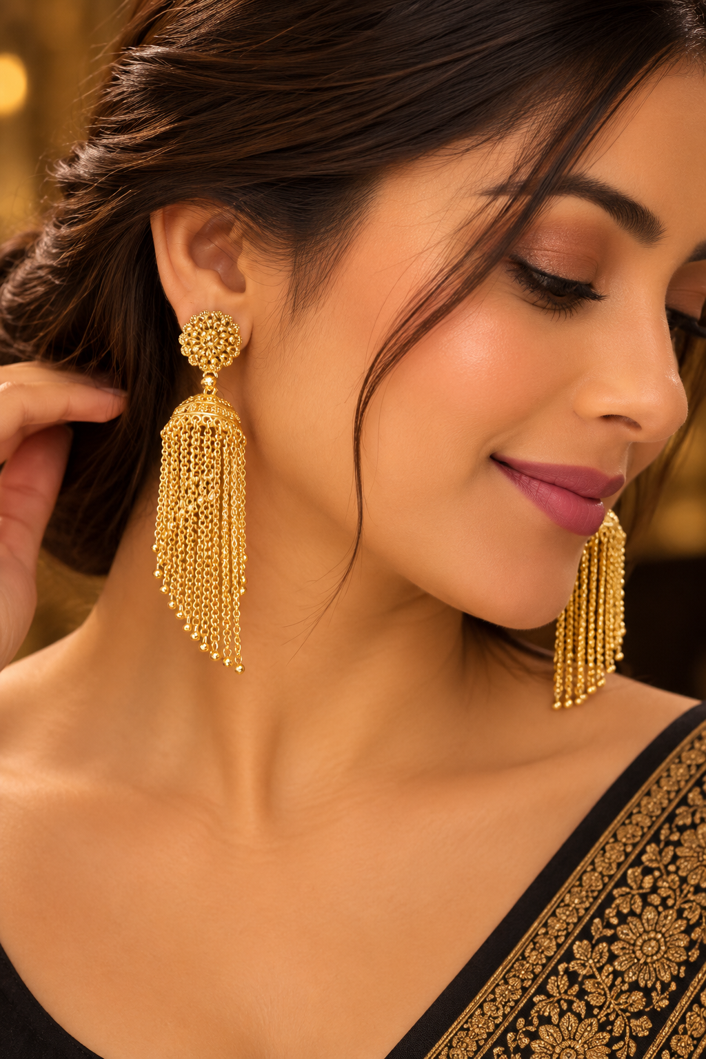 Golden Cascade Tassel Earrings