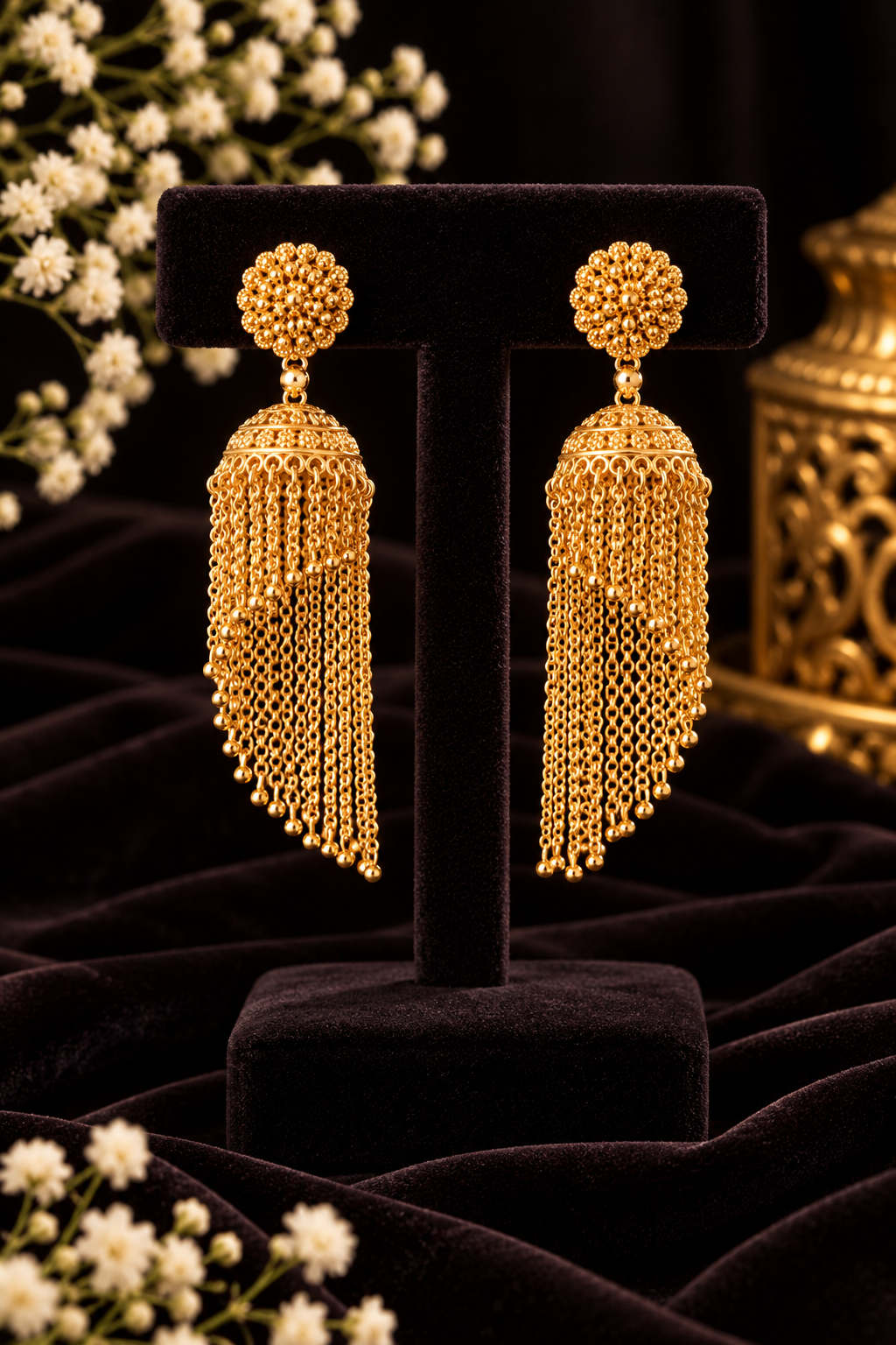 Golden Cascade Tassel Earrings