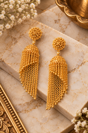 Golden Cascade Tassel Earrings