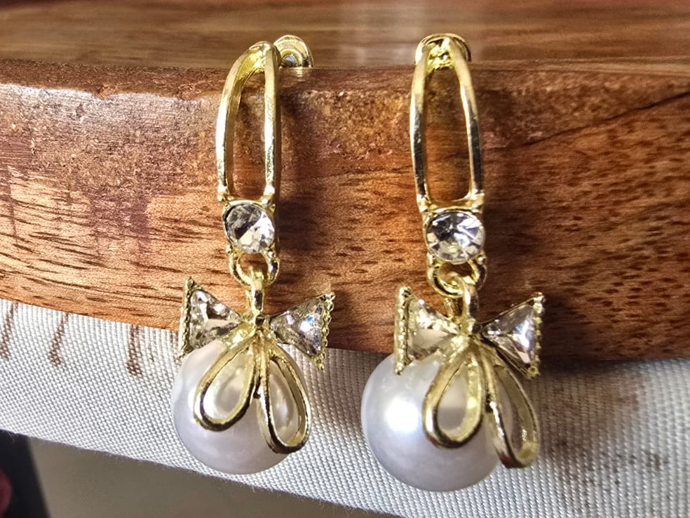 Pearl Promise Bow Earrings