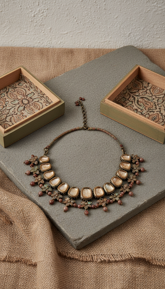 Oxidized Kundan choker necklace