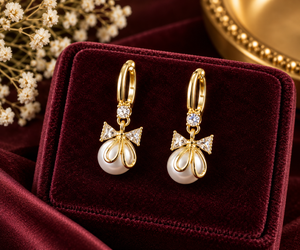 Pearl Promise Bow Earrings