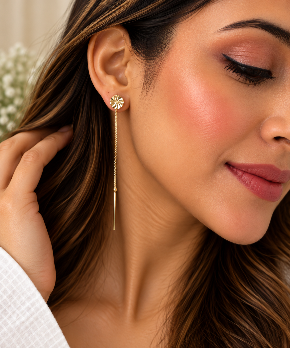 Golden Whisper Threader Earrings