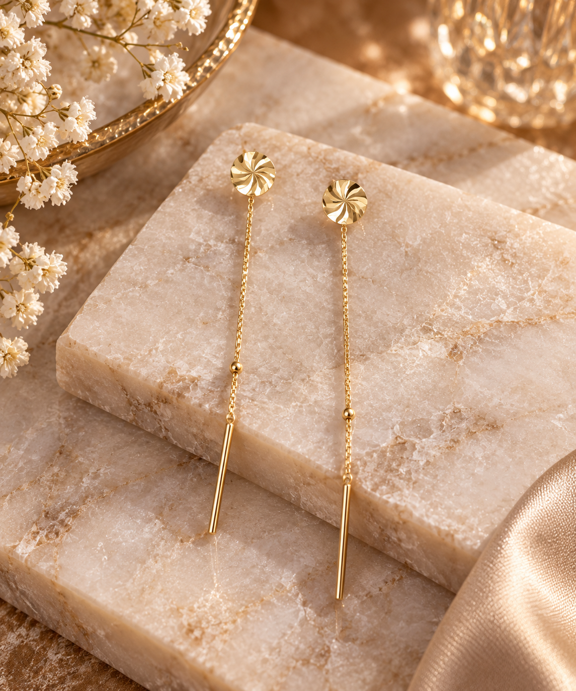 Golden Whisper Threader Earrings